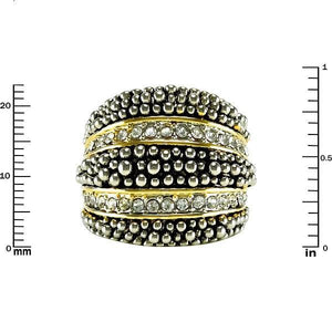 Size 9 Two Tone and Crystal Rhodium Plated Ring ( 1713 ) - Ohmyjewelry.com