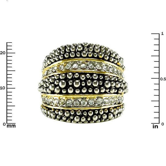 Size 7 Two Tone and Crystal Rhodium Plated Ring ( 1713 ) - Ohmyjewelry.com