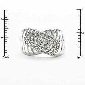 SILVER RING CLEAR CZ CUBIC ZIRCONIA STONES SIZE 9 ( 2593 SIZE 9 )