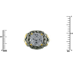 SILVER GOLD RING CLEAR CZ CUBIC ZIRCONIA STONE SIZE 7 ( 2953 SIZE 7 )