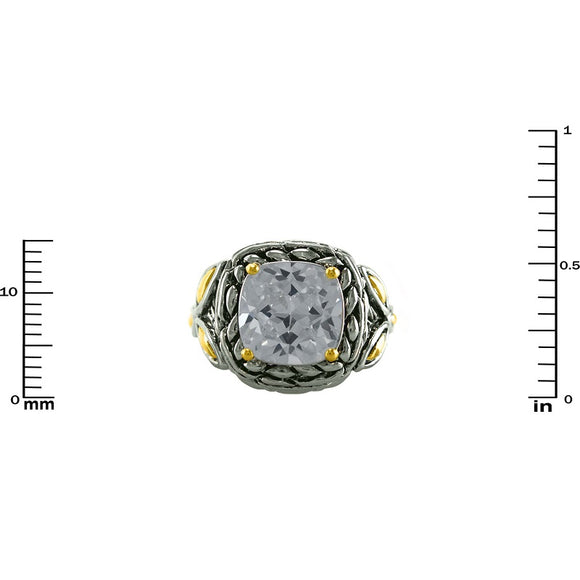 SILVER GOLD RING CLEAR CZ CUBIC ZIRCONIA STONE SIZE 7 ( 2953 SIZE 7 )