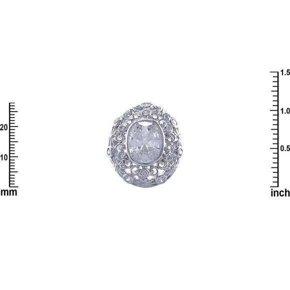 SILVER RING CLEAR CZ CUBIC ZIRCONIA STONES SIZE 7 ( 2967 SIZE 7 )