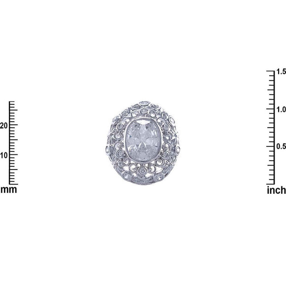 SILVER RING CLEAR CZ CUBIC ZIRCONIA STONES SIZE 9 ( 2967 SIZE 9 )