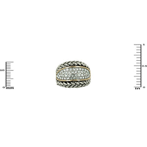 SILVER GOLD RING CLEAR STONES SIZE 8 ( 3187 SIZE8 )