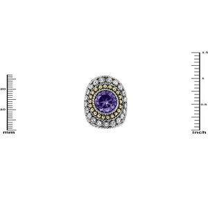 TWO TONED OVAL RING WITH PURPLE RHINESTONES SIZE 7 ( 3198 AMY )