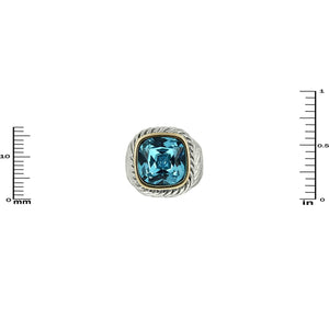 SILVER GOLD RING AQUA STONE SIZE 7 ( 3199 ) - Ohmyjewelry.com