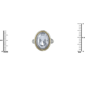SILVER GOLD RING CLEAR STONE SIZE 7 ( 3200 CL ) - Ohmyjewelry.com