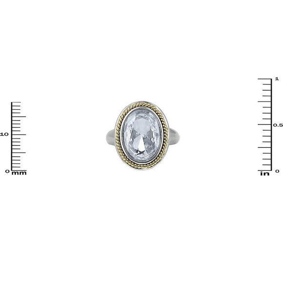 SILVER GOLD RING CLEAR STONE SIZE 7 ( 3200 CL ) - Ohmyjewelry.com