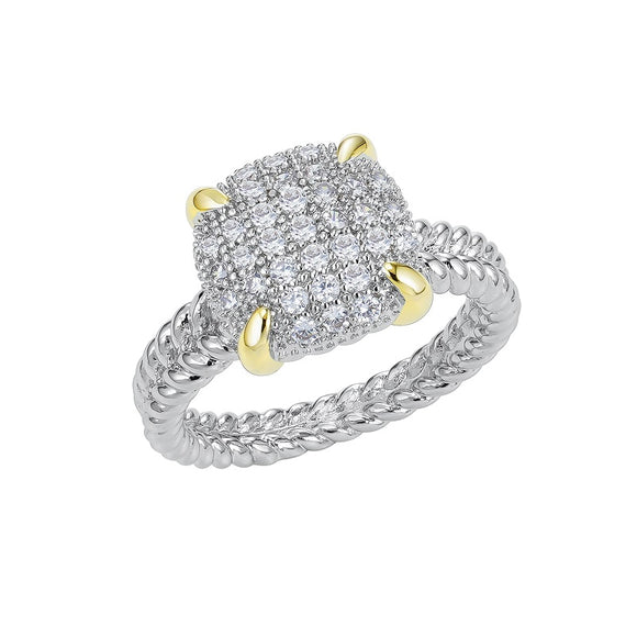SILVER GOLD RING CLEAR CZ CUBIC ZIRCONIA STONES SIZE 7 ( 3231 SIZE 7 )