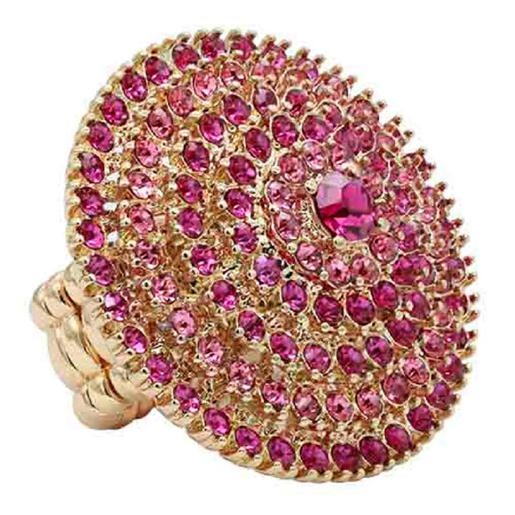 GOLD DOME STRETCH RING PINK COLOR STONES ( 2708 GDPK )