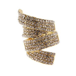 1.7" Gold Clear Pave Stretch Fashion Ring ( 2160 ) - Ohmyjewelry.com