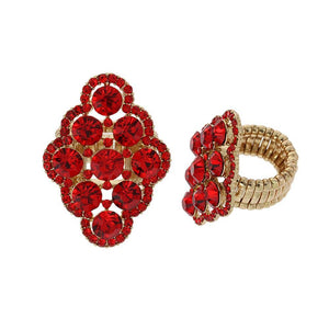 GOLD STRETCH RING RED STONES ( 126 ) - Ohmyjewelry.com
