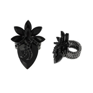 BLACK STRETCH RING BLACK STONES ( 135 BJT ) - Ohmyjewelry.com