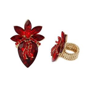 GOLD STRETCH RING RED STONES ( 135 ) - Ohmyjewelry.com