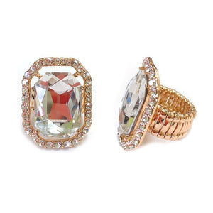 GOLD STRETCH RING CLEAR STONES ( 168 ) - Ohmyjewelry.com