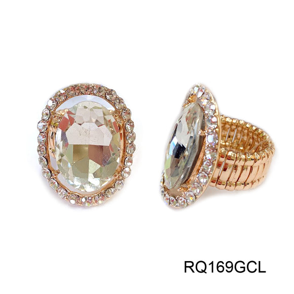 GOLD STRETCH RING WITH CLEAR STONES ( 169 GCL )