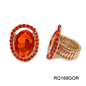 GOLD STRETCH RING WITH ORANGE STONES ( 169 GOR )