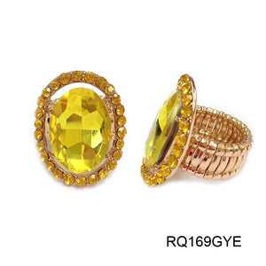 GOLD STRETCH RING WITH YELLOW STONES ( 169 )