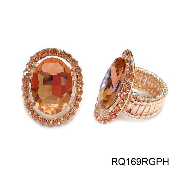 ROSE GOLD STRETCH RING WITH PEACH STONES ( 169 RGPH )