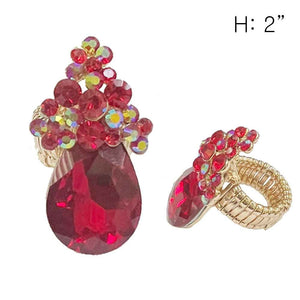 GOLD STRETCH RING RED STONES ( 192 GRD )