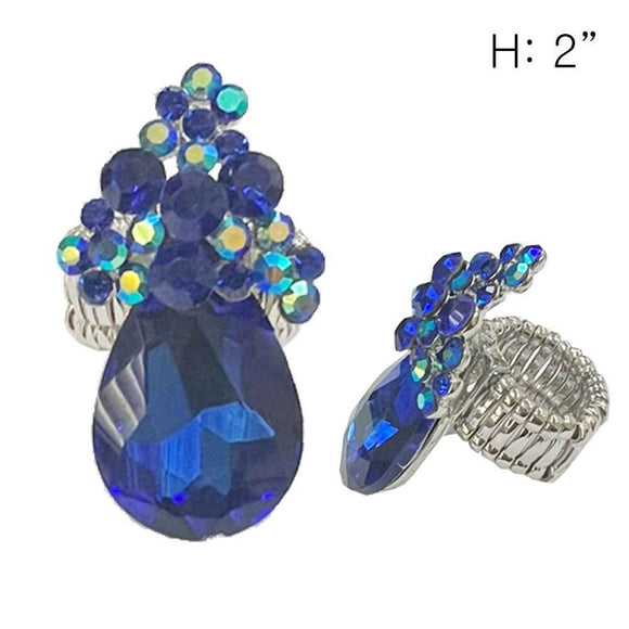 SILVER STRETCH RING BLUE STONES ( 192 RRY )