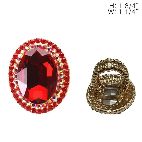 GOLD STRETCH RING RED STONES ( 194 GRD )