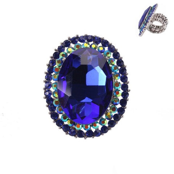SIVLER STRETCH RING BLUE STONES ( 194 RRY )