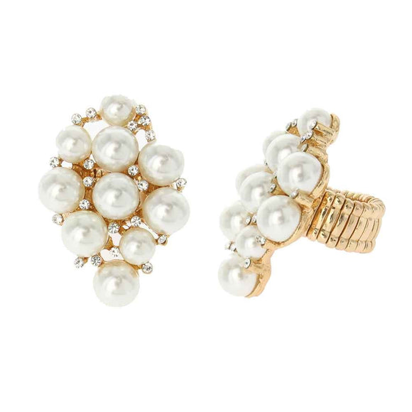 GOLD STRETCH RING WITH CREAM PEARLS ( 215 CR )