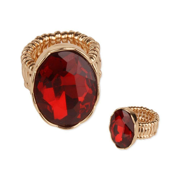 GOLD STRETCH RING LARGE RED STONE ( 59 ) - Ohmyjewelry.com