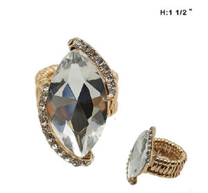 Clear Marquise Stretch Ring with Gold Accents ( 62 GCL )