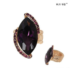 Purple Marquise Stretch Ring with Gold Accents ( 62 GPU )