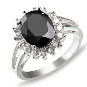 SILVER RING BLACK STONE SIZE 7 ( 2036 BK SIZE 7 )