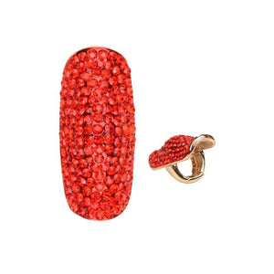 Gold Stretch Ring with Red Rhinestones ( 150 ) - Ohmyjewelry.com