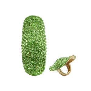 Lime Green Rhinestone Stretch Ring with Gold Accents ( 150 GLM ) - Ohmyjewelry.com