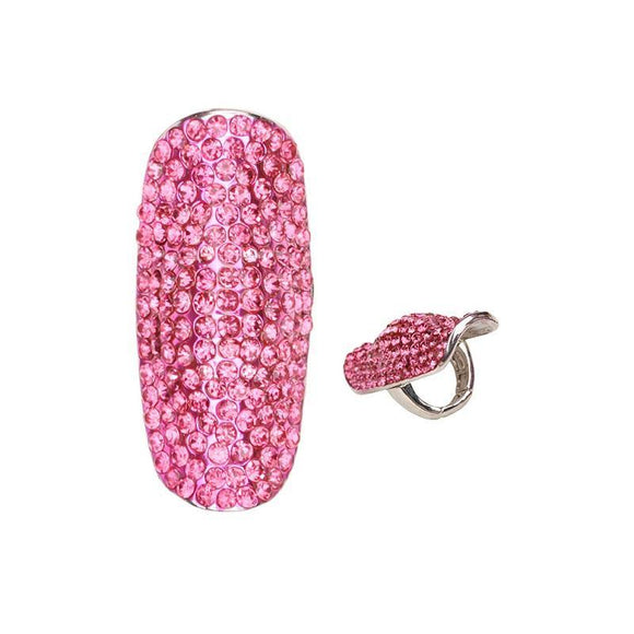 Pink Rhinestone Stretch Ring with Silver Accents ( 150 RPK ) - Ohmyjewelry.com