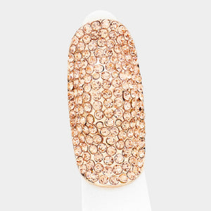 Peach Rhinestone Stretch Ring with Rose Gold Accents ( 150 RGPH )