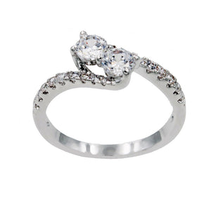 Rhodium Plated CZ Cubic Zirconia "Engagement" Ring Style ( 1089 )