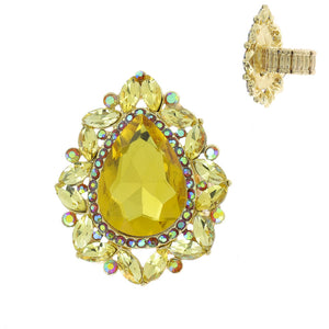 GOLD STRETCH RING YELLOW STONES ( 11613 )