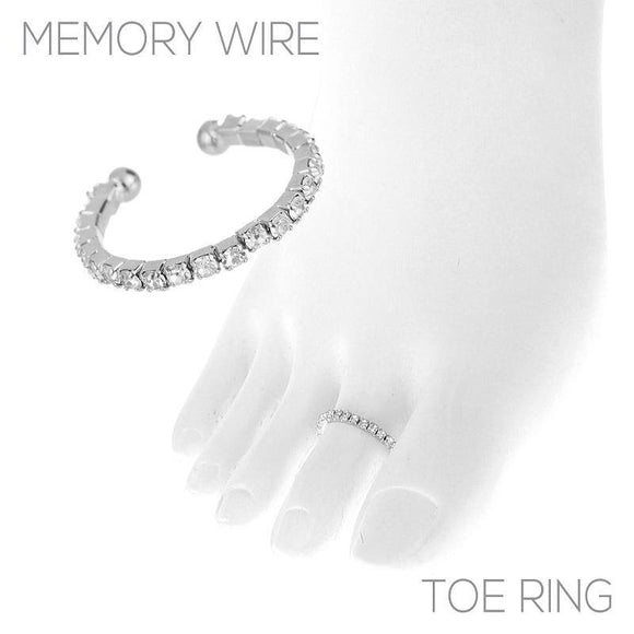 1 Line Silver Clear Rhinestone Memory Wire Toe Ring ( 1446 ) - Ohmyjewelry.com