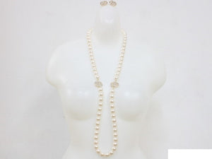 GOLD CREAM PEARL NECKLACE SET ( 19630 GCL )