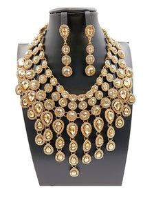 GOLD NECKLACE SET AMBER STONES ( 0056 2LT )