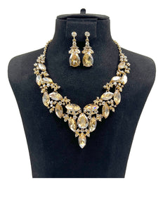 GOLD NECKLACE SET TOPAZ STONES ( 0084 2LT )