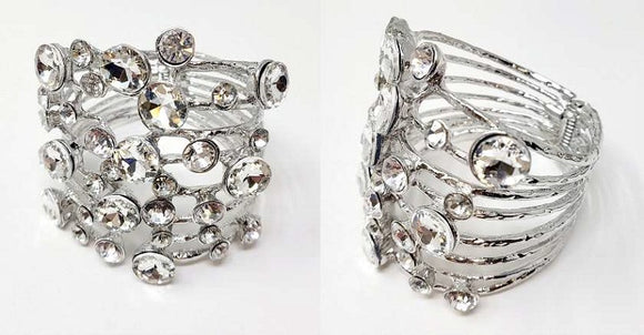SILVER METAL BANGLE  CLEAR STONES ( SCL )