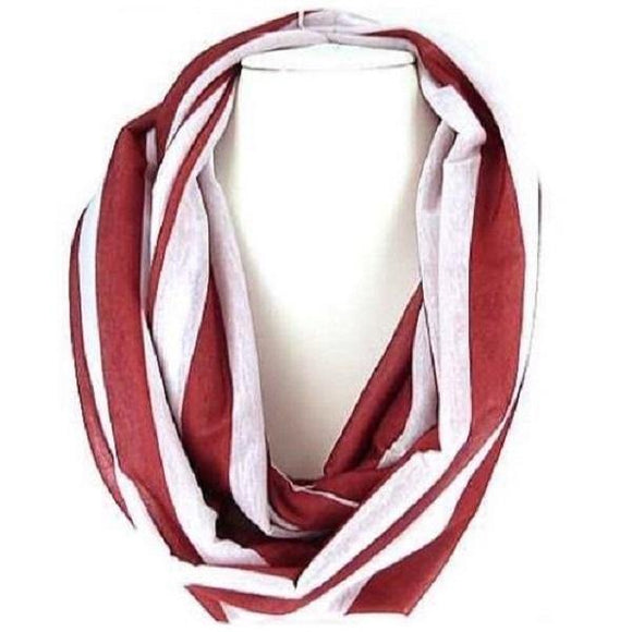 Red and White Striped Jersey Infinity Scarf ( 0058 ) - Ohmyjewelry.com