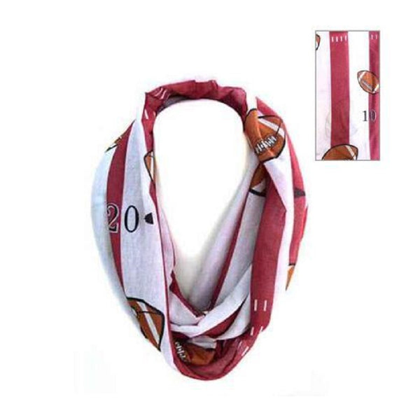 TEAM COLORS RED & WHITE FOOTBALL GAME INFINITY SCARF ( 0062 )