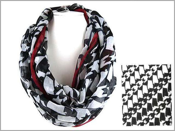 Black and Red Alabama Houndstooth Infinity Scarf ( 0065 )