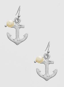 Burnish Silver Dangling Anchor Earrings ( 0011 )