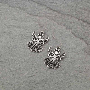 1.5" Burnish Silver Angel Dangle Earrings ( 0581 ) - Ohmyjewelry.com