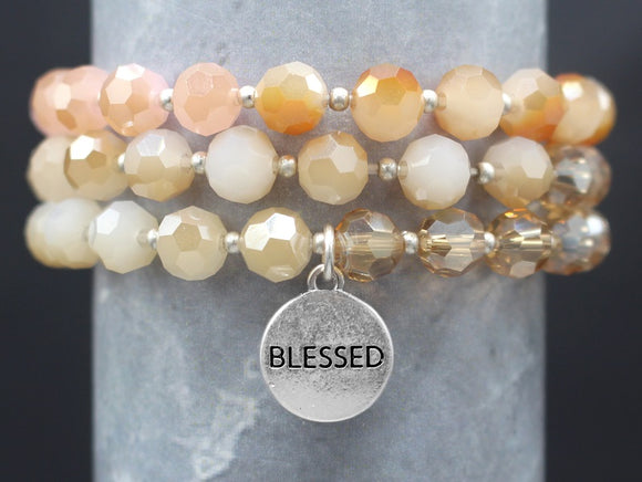 CLEAR NATURAL STRETCH BRACELET BLESSED ( 0009 WSNAT )