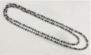 60" 8MM BLUE MULTI COLOR CRYSTAL NECKLACE ( 101 ) - Ohmyjewelry.com